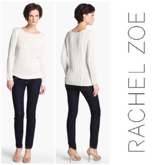 Rachel Zoe Karla Cotton Blend Knit Sweater in Ivory Size XXL - Picture 3 of 8